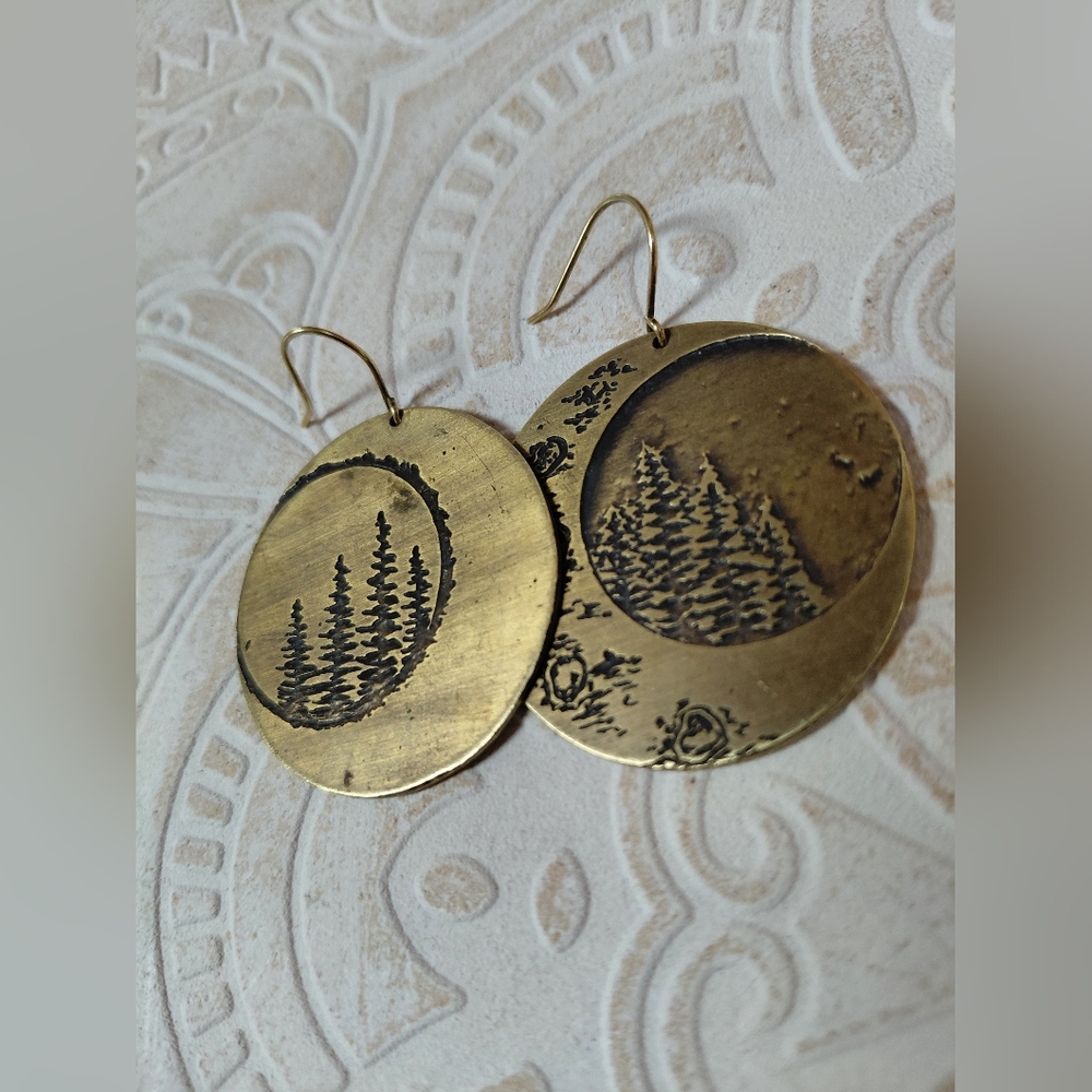Rustic Gold Tree Motif Earrings